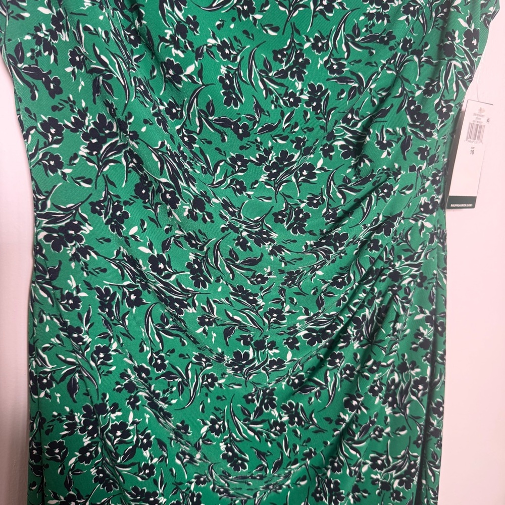Lauren Ralph Lauren Green Floral Midi Dress Size 10 NWT - Picture 6 of 9